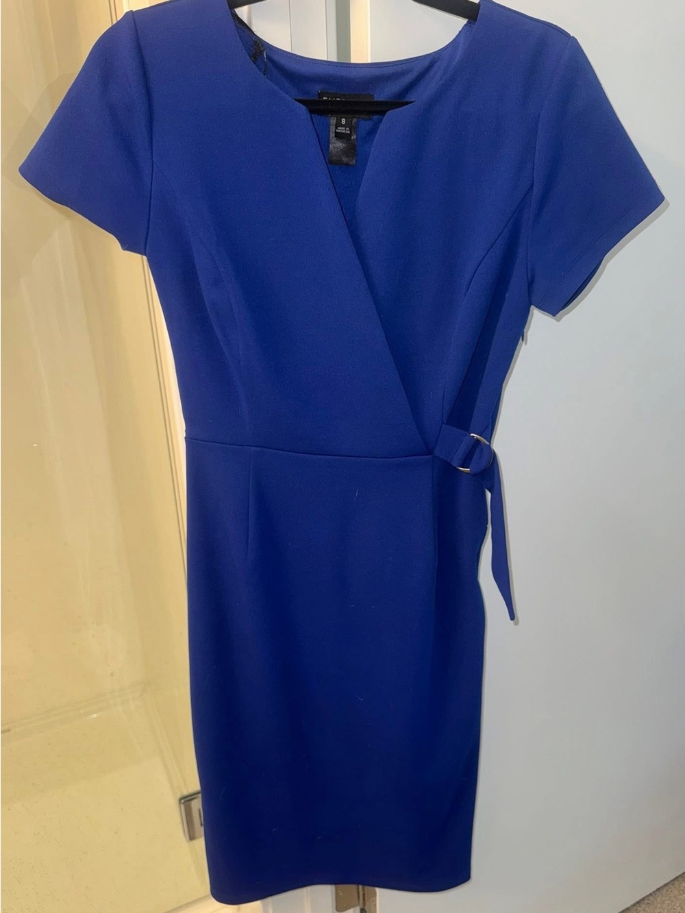 Enfocus Studio Cobalt Blue Wrap-Detail Sheath Dress